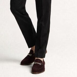 Moss London Burgundy Suede Horsebit Loafers Men’s EU 41 US 8 Preppy Academia